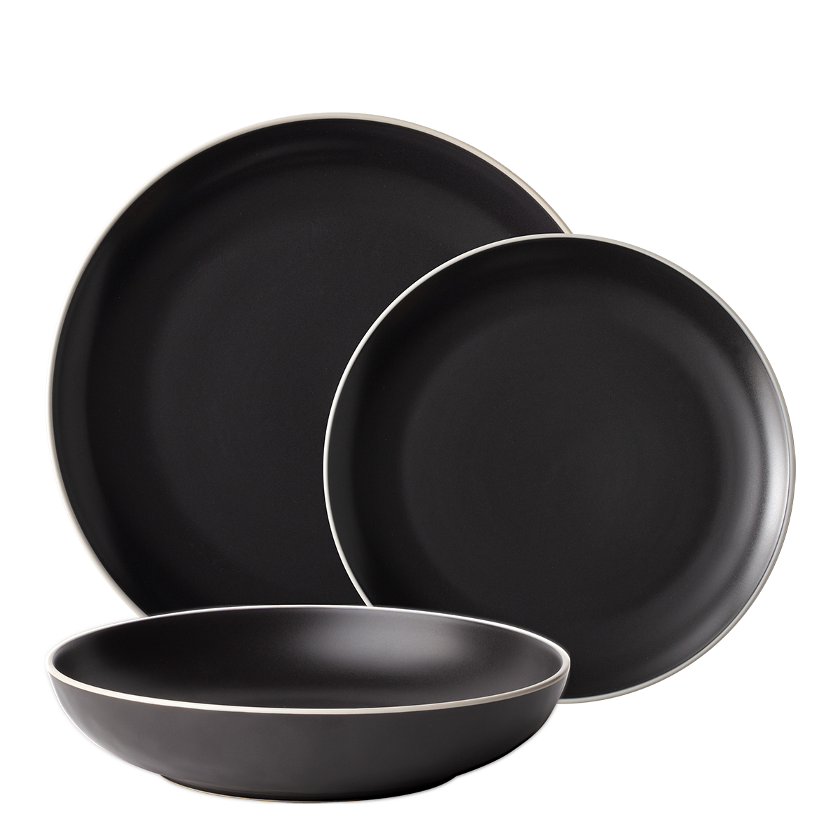 Sada talířů 18 ks — Elements Yin &amp; Yang black - W0224