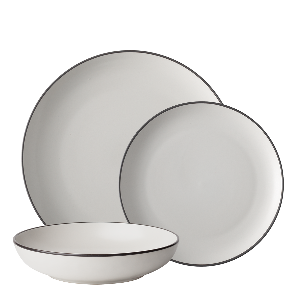 Sada talířů 18 ks — Elements Yin &amp; Yang white - W0228