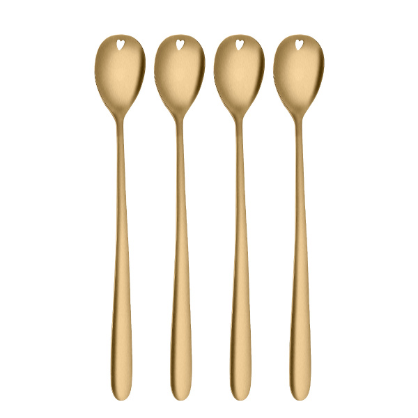 Latte lžičky se srdíčkem zlaté 4 ks set – Love Cutlery