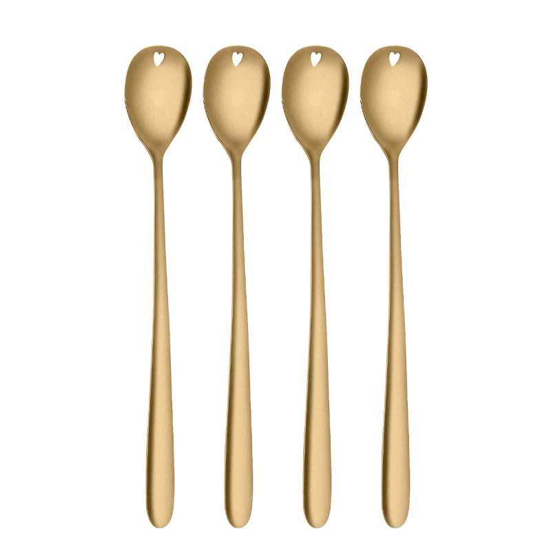Latte lžičky se srdíčkem zlaté 4 ks set – Love Cutlery