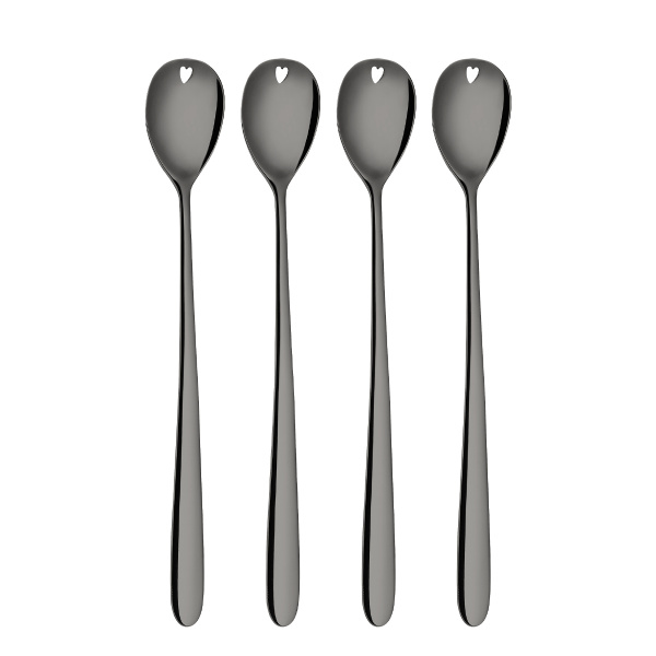 Latte lžičky se srdíčkem šedé 4 ks set – Love Cutlery