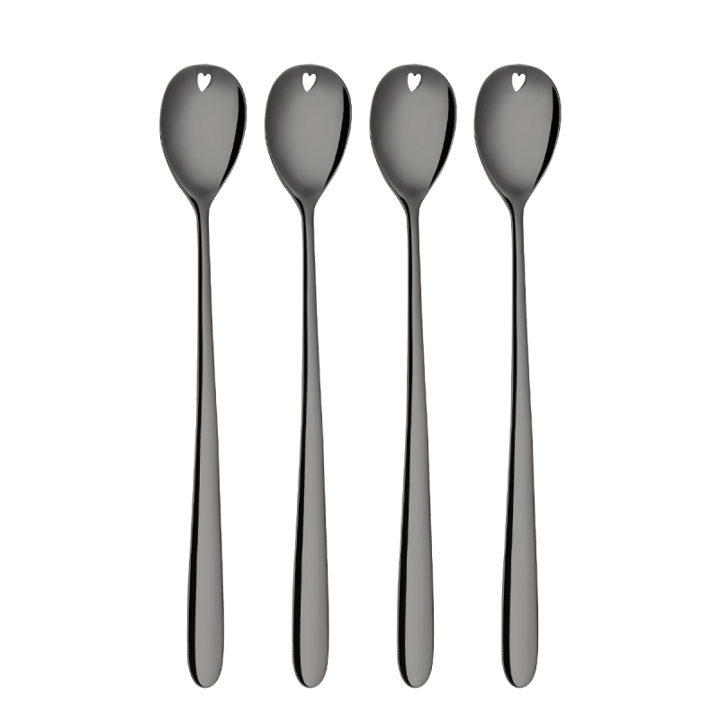 Latte lžičky se srdíčkem šedé 4 ks set – Love Cutlery