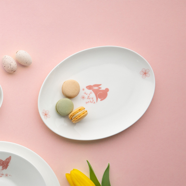 Oválný servírovací talíř Bunny 26 cm – Premium Platinum Line Easter