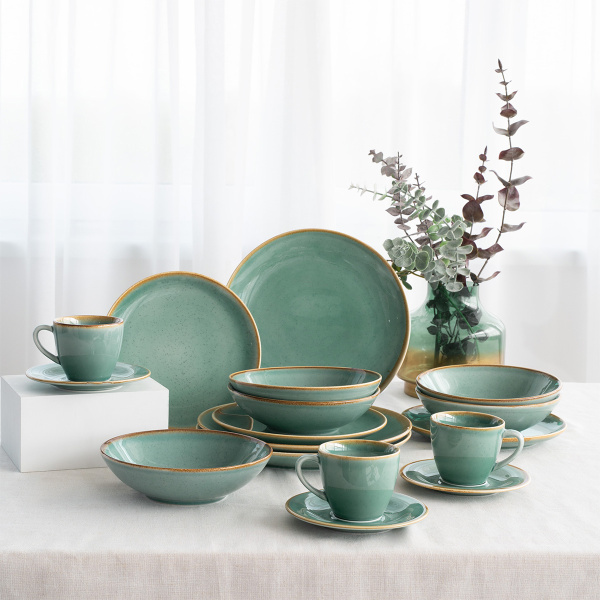 Porcelánová sada 30 ks – Sand tyrkysová – Gaya