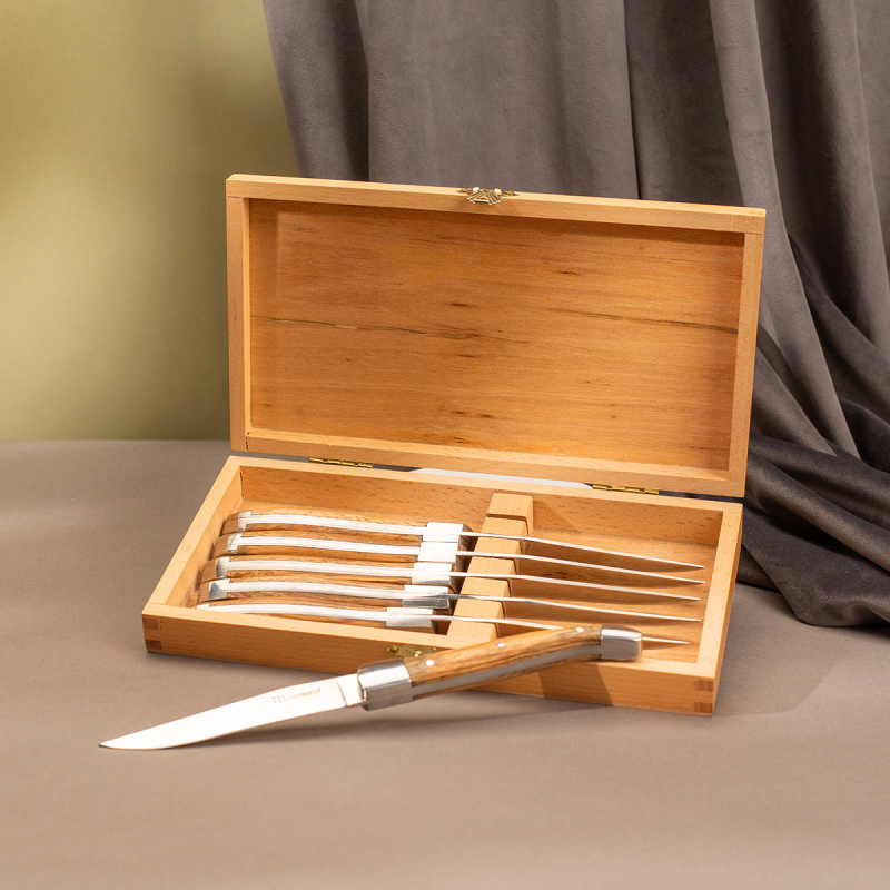 Steakové nože v dřevěném boxu set 6 ks - Basic
