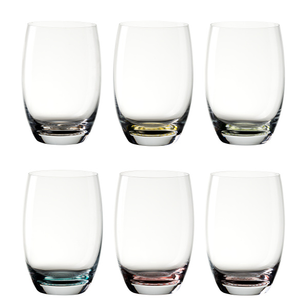 Sklenice Tumbler 460 ml barevné dno 6 ks | Optima