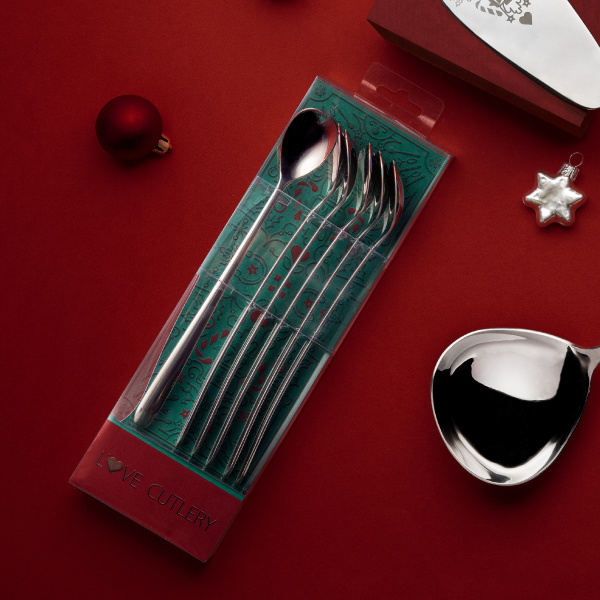 Latte lžičky se srdíčkem 6 ks set, vánoční balení - Love Cutlery