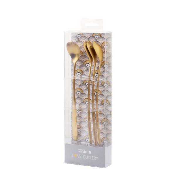 Latte lžičky se srdíčkem zlaté 4 ks set – Love Cutlery
