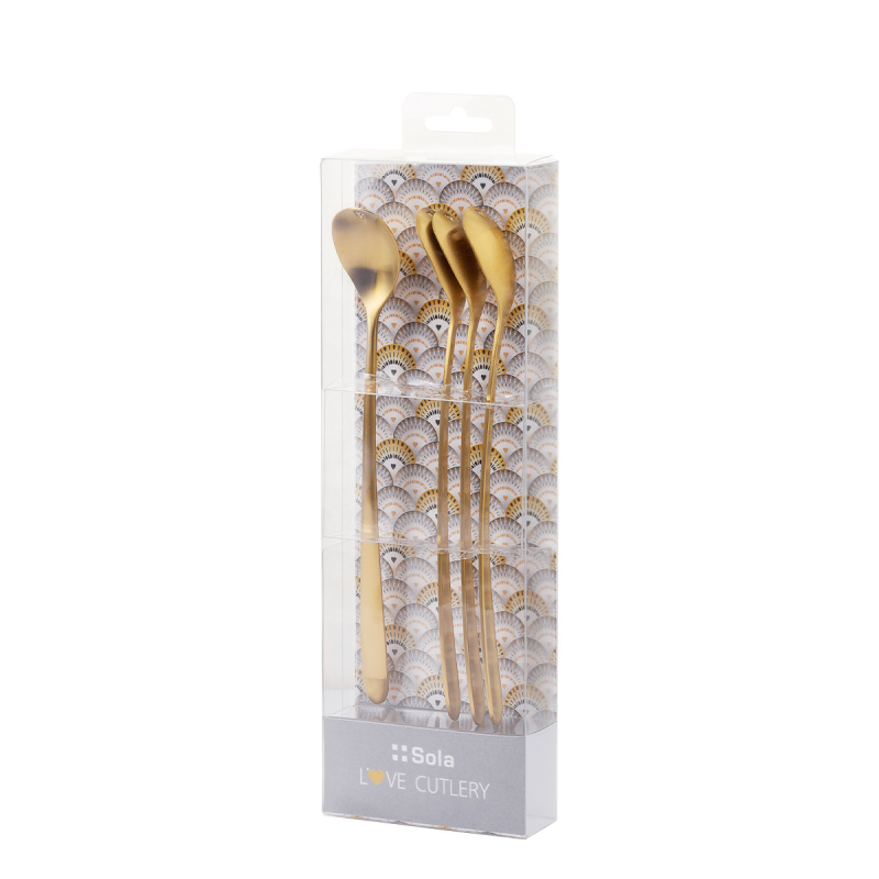 Latte lžičky se srdíčkem zlaté 4 ks set – Love Cutlery