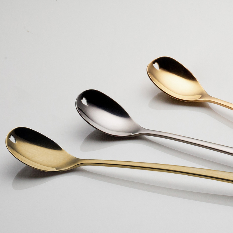 Latte lžičky se srdíčkem zlaté 4 ks set – Love Cutlery