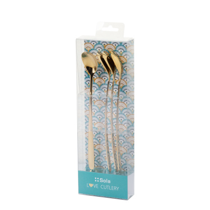 Latte lžičky se srdíčkem champagne 4 ks set – Love Cutlery