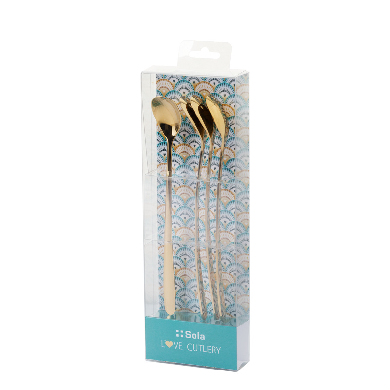 Latte lžičky se srdíčkem champagne 4 ks set – Love Cutlery