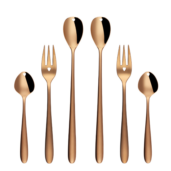 Dárková sada se srdíčkem 6 ks růžovo-zlatá — Love Cutlery
