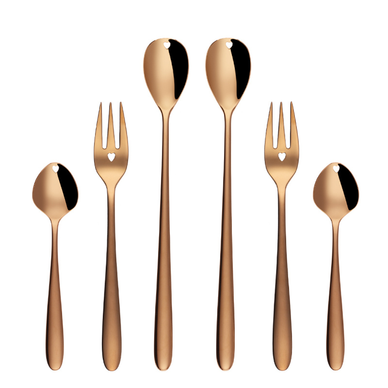 Dárková sada se srdíčkem 6 ks růžovo-zlatá — Love Cutlery