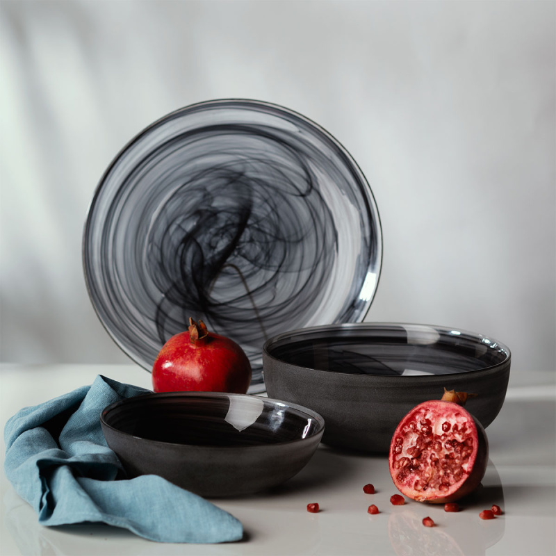 Talíř mělký černý 21 cm - Elements Glass