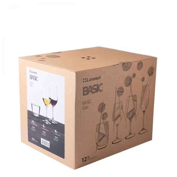 Startovací sada sklenic do domácnosti 12 ks - BASIC Glas Lunasol