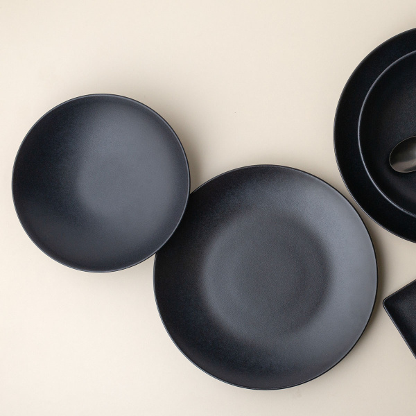 Mělký talíř 27 cm 4 ks - Basic černý matný