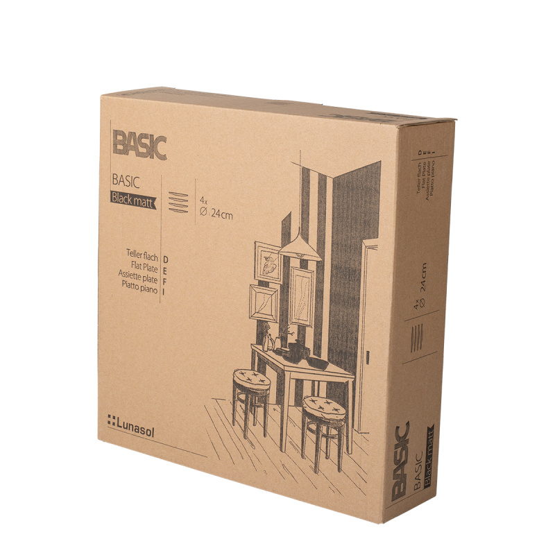 Talíř mělký 24 cm 4 ks - Basic černý matný
