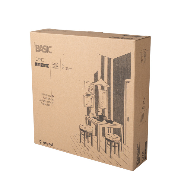 Mělký talíř 27 cm 4 ks - Basic černý matný