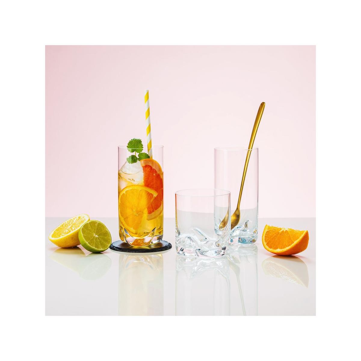 Poháre se šedým dnem Longdrink 350 ml, sada 6 ks - Anno Glas Lunasol Color