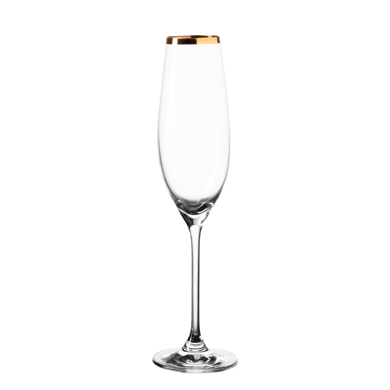 Sklenice na šampaňské s pozlaceným okrajem 210 ml - Premium Glas Crystal