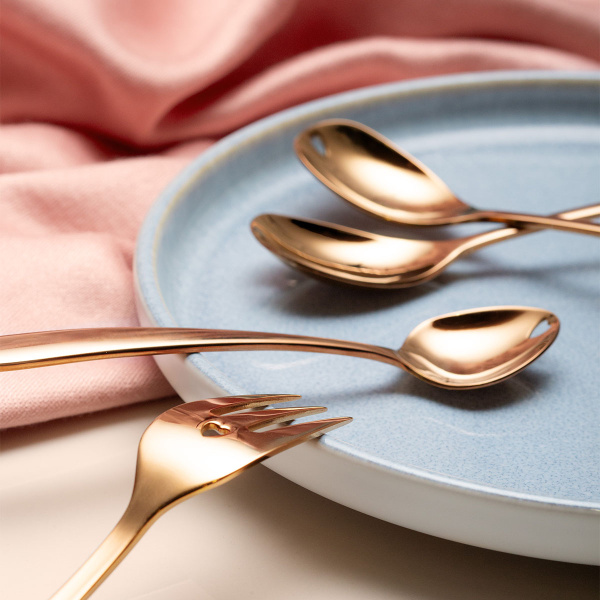 Dárková sada se srdíčkem 6 ks růžovo-zlatá — Love Cutlery
