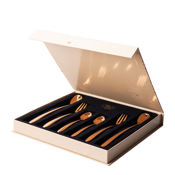 Dárková sada se srdíčkem 6 ks růžovo-zlatá — Love Cutlery
