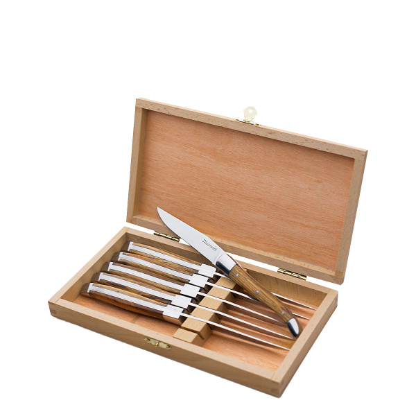 Steakové nože v dřevěném boxu set 6 ks - Basic
