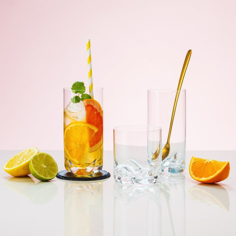 Sklenice s béžovým dnem Long drink 350 ml sada 6 ks - Anno Glas Lunasol Color