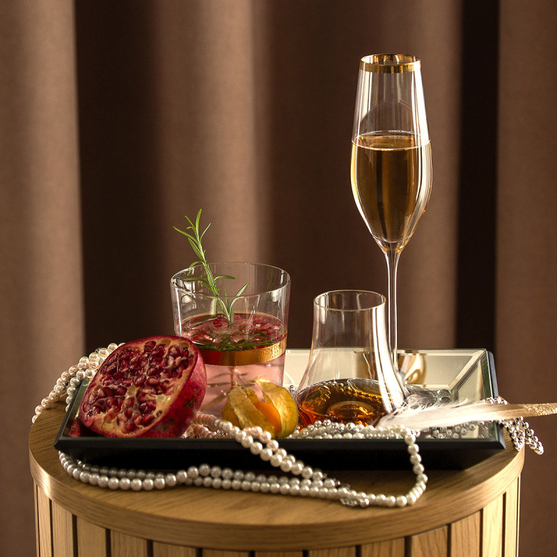 Sklenice na šampaňské s pozlaceným okrajem 210 ml - Premium Glas Crystal