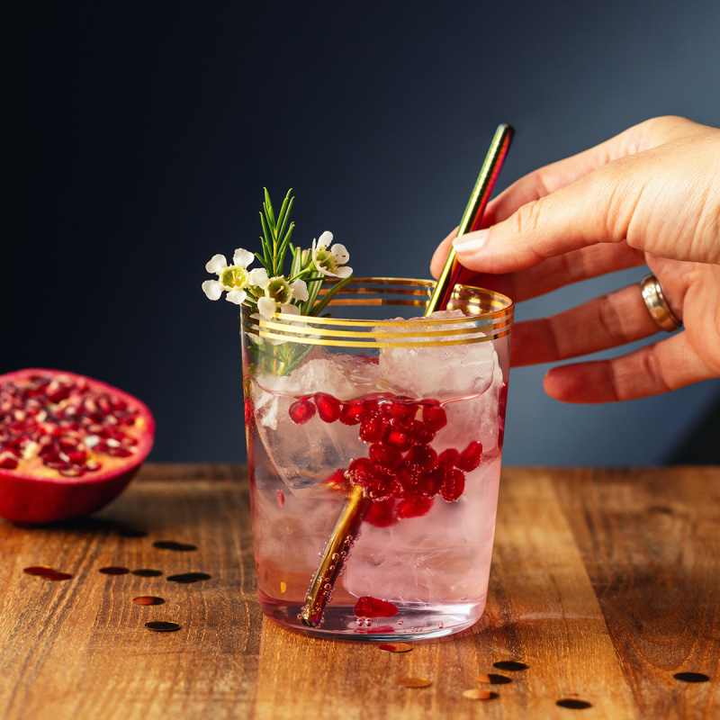 Sklenice Tumbler se třemi pruhy ve zlaté barvě 440 ml sada 6 ks - 21st Century Glas