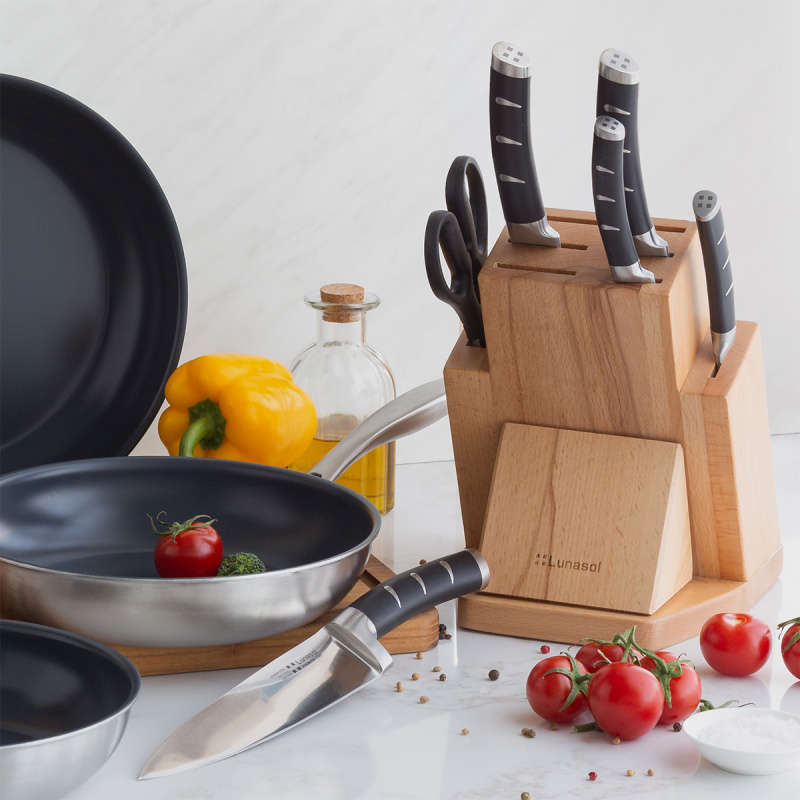Sada nožů ve stojanu s brouskem na nože 7 ks - Flow Kitchen