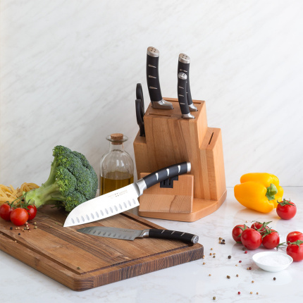 Sada nožů ve stojanu s brouskem na nože 7 ks - Flow Kitchen