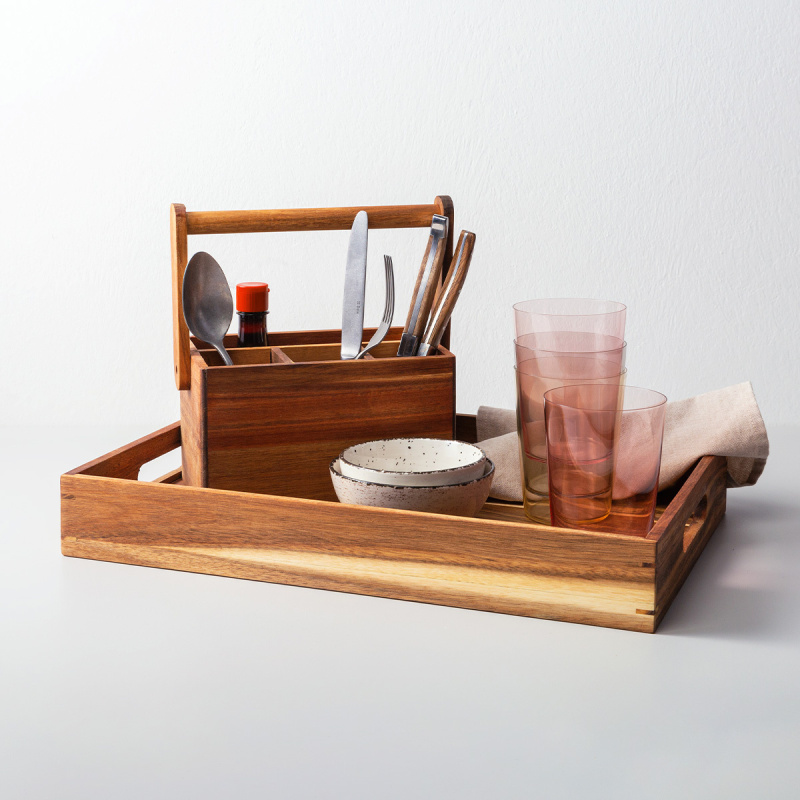 Stojan na příbor Agát 22,6 x 14,2 x 24,8 cm - FLOW Wooden