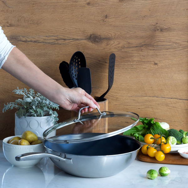 Wok se skleněnou poklicí ø 30 cm | Sirius Terra