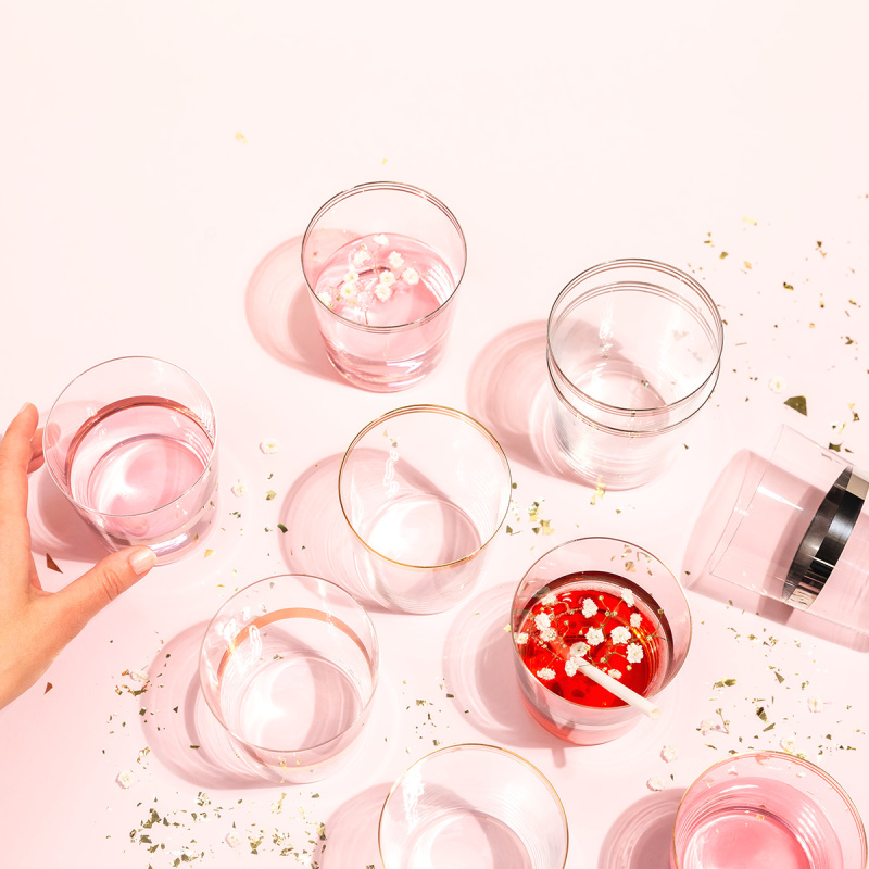 Sklenice Tumbler se třemi pruhy v platinové barvě 440 ml sada 6 ks - 21st Century Glas