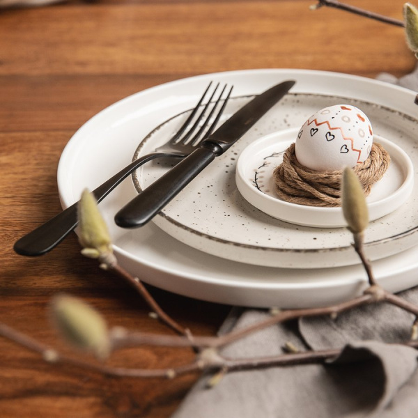 Porcelánová sada 16 ks - Gaya Atelier šedé stříkance