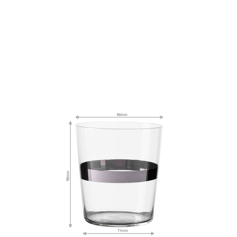 Sklenice Tumbler s pruhem v platinové barvě 440 ml sada 6 ks - 21st Century Glas Lunasol META Glass