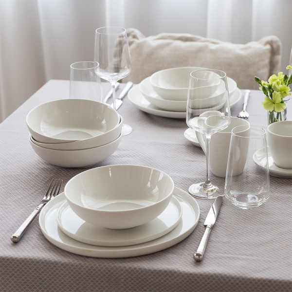 Sada talířů 12 ks — Fine Dining White