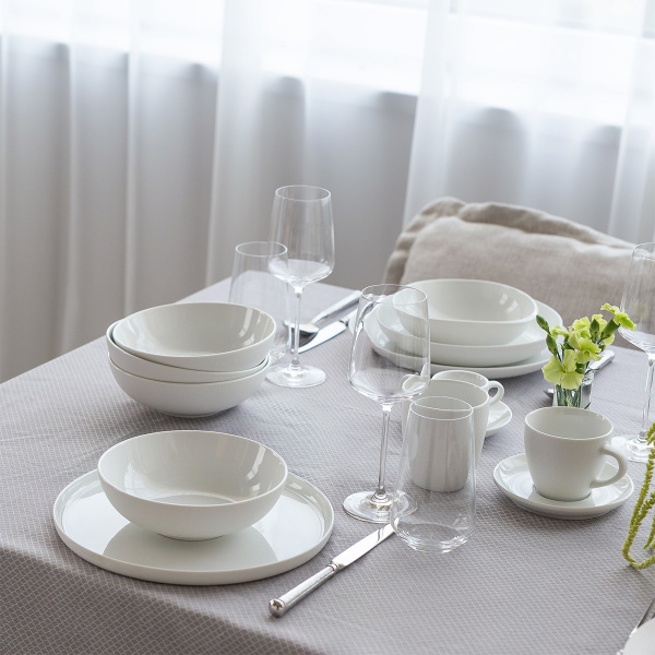 Sada talířů 12 ks — Fine Dining White