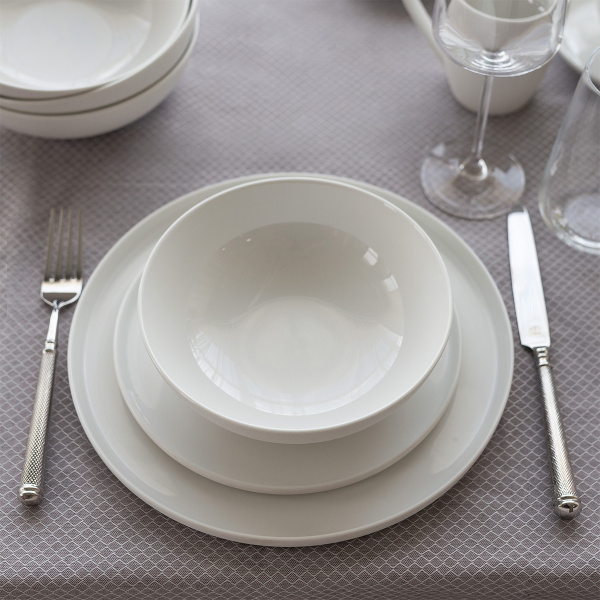 Sada talířů 12 ks — Fine Dining White