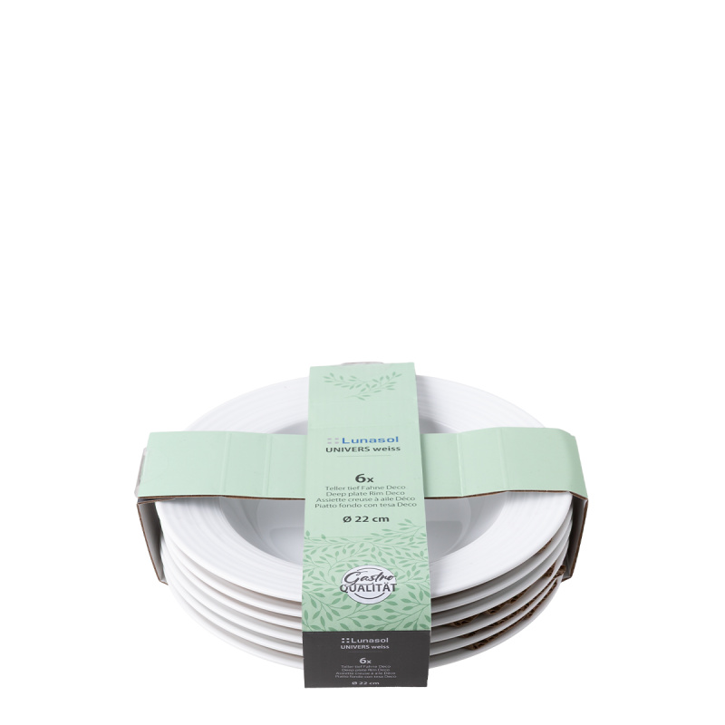 Talíř hluboký s okrajem Deco 22 cm sada 6 ks – UNIVERS bílý