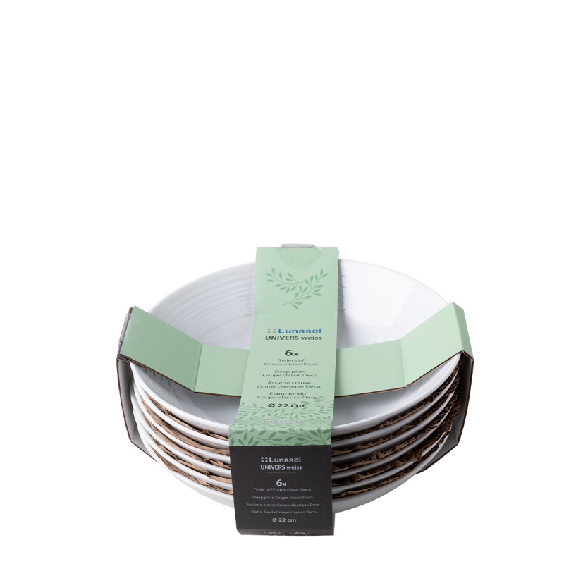 Talíř hluboký Coupe classic Deco 22 cm sada 6 ks – UNIVERS bílý