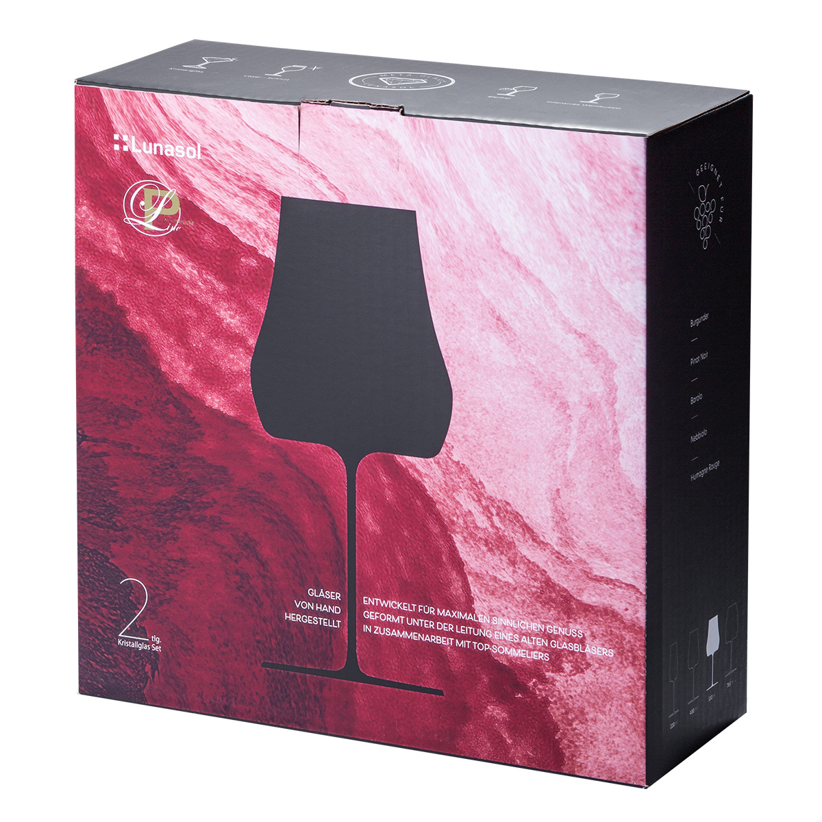 Sklenice na červené víno Bordeaux 530 ml set 2 ks – Green Wave Platinum Line
