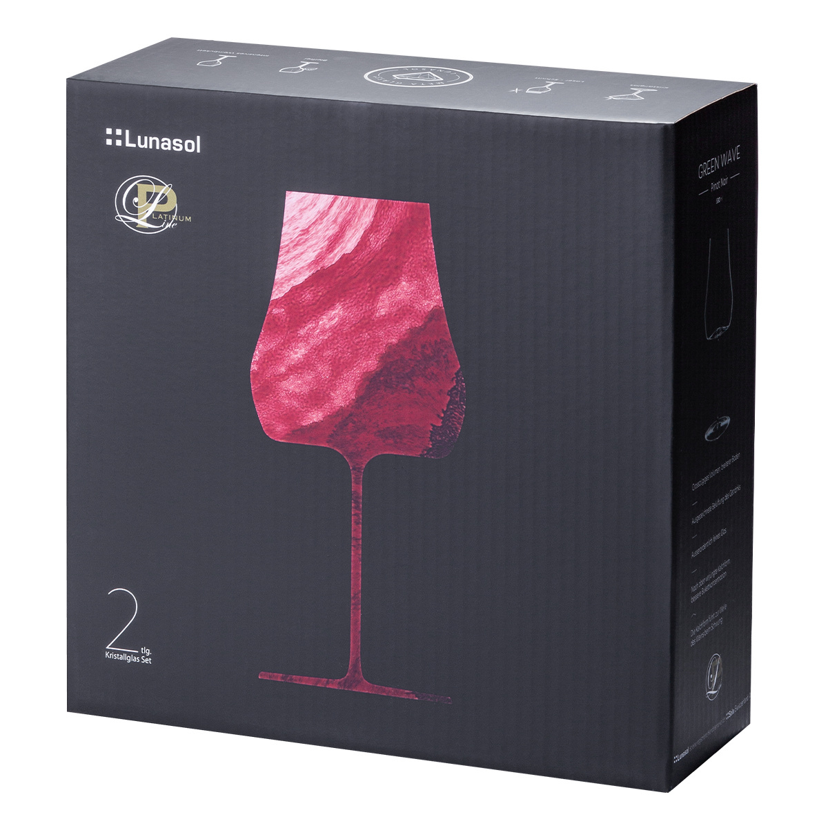 Sklenice na červené víno Bordeaux 530 ml set 2 ks – Green Wave Platinum Line