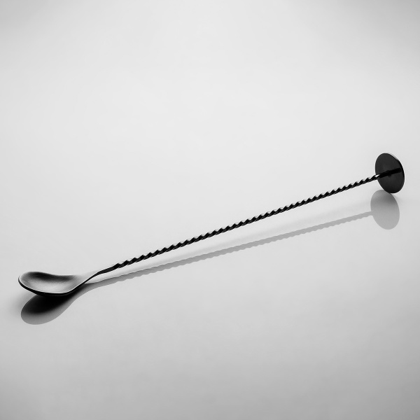 Barmanská lžíce PVD černá matná 28 cm – Basic Bar