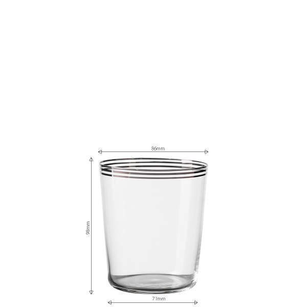 Sklenice Tumbler se třemi pruhy v platinové barvě 440 ml sada 6 ks - 21st Century Glas