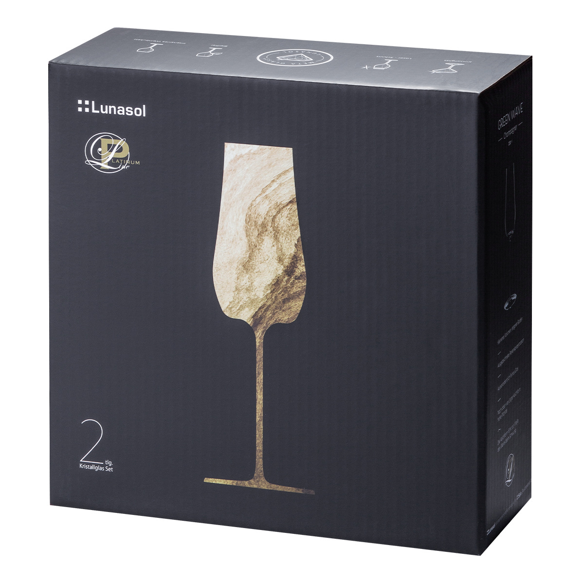 Sklenice na šampanské Sparkle 220 ml set 2 ks – Green Wave Platinum Line
