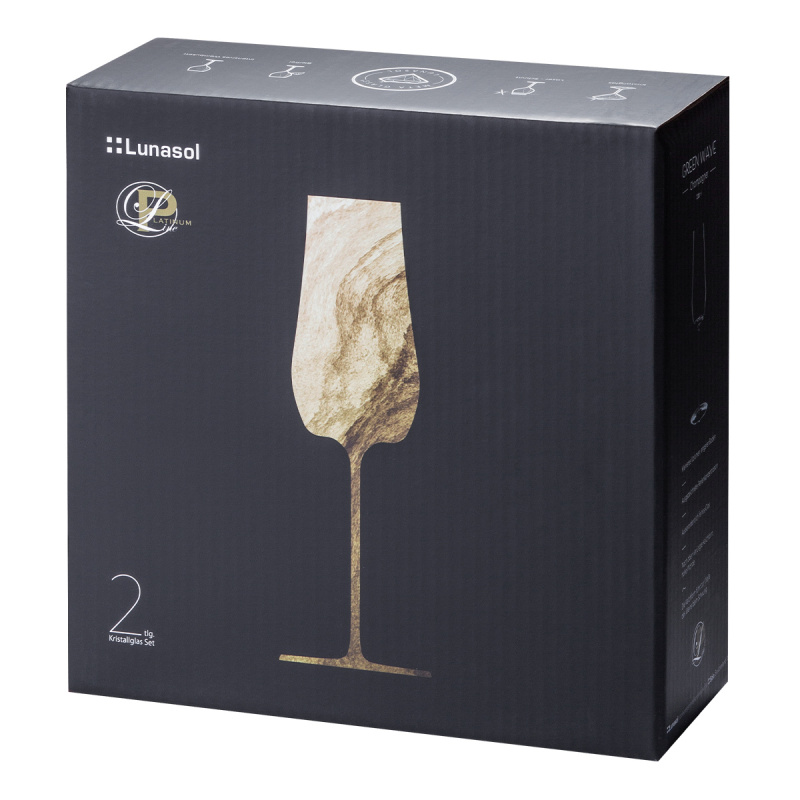 Sklenice na šampanské Sparkle 220 ml set 2 ks – Green Wave Platinum Line
