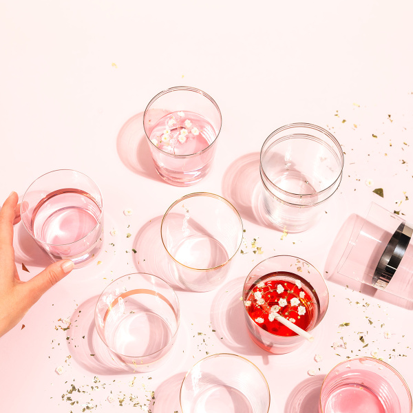 Sklenice Tumbler s pruhem v platinové barvě 440 ml sada 6 ks - 21st Century Glas Lunasol META Glass